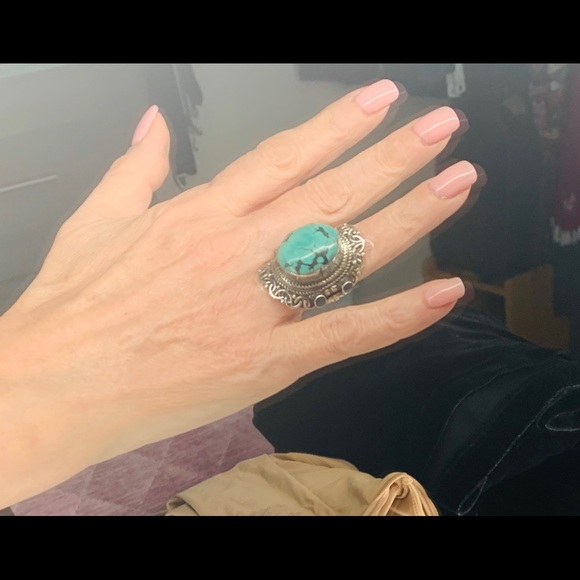 Jewelry - 💍Custom genuine turquoise silver ring❤️